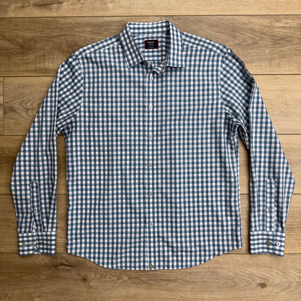 UNTUCKit Richardson WF Gingham Wrinkle Free Long Sleeve Shirt Office Medium‎
